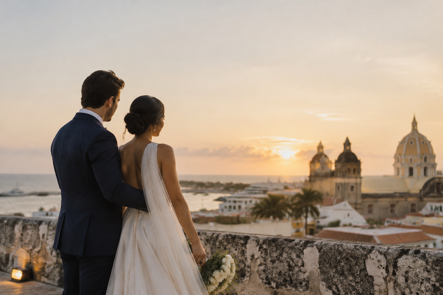 Pareja multicultural casada en Colombia